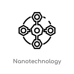 Fototapeta premium outline nanotechnology vector icon. isolated black simple line element illustration from future technology concept. editable vector stroke nanotechnology icon on white background