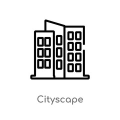 outline cityscape vector icon. isolated black simple line element illustration from future technology concept. editable vector stroke cityscape icon on white background