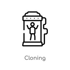 outline cloning vector icon. isolated black simple line element illustration from future technology concept. editable vector stroke cloning icon on white background