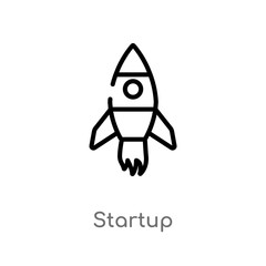 outline startup vector icon. isolated black simple line element illustration from future technology concept. editable vector stroke startup icon on white background