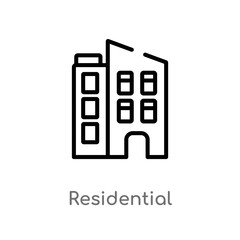 outline residential vector icon. isolated black simple line element illustration from future technology concept. editable vector stroke residential icon on white background