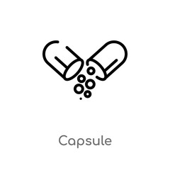 outline capsule vector icon. isolated black simple line element illustration from future technology concept. editable vector stroke capsule icon on white background