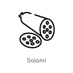 outline salami vector icon. isolated black simple line element illustration from gastronomy concept. editable vector stroke salami icon on white background