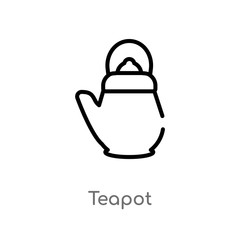 outline teapot vector icon. isolated black simple line element illustration from gastronomy concept. editable vector stroke teapot icon on white background