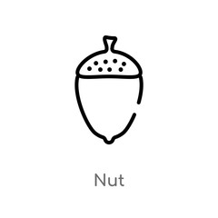 outline nut vector icon. isolated black simple line element illustration from gastronomy concept. editable vector stroke nut icon on white background