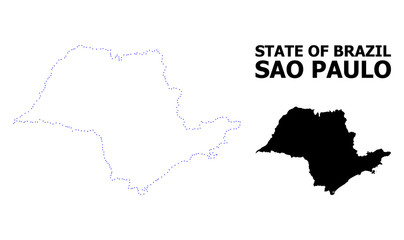 Vector Contour Dotted Map of Sao Paulo State with Name