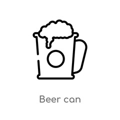outline beer can vector icon. isolated black simple line element illustration from gastronomy concept. editable vector stroke beer can icon on white background