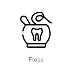 outline floss vector icon. isolated black simple line element illustration from gastronomy concept. editable vector stroke floss icon on white background