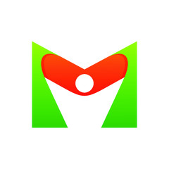 Letter M With People Shape Logo Vector