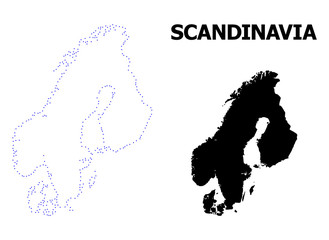 Vector Contour Dotted Map of Scandinavia with Caption
