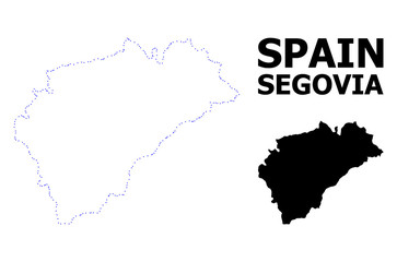 Vector Contour Dotted Map of Segovia Province with Name
