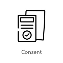 outline consent vector icon. isolated black simple line element illustration from gdpr concept. editable vector stroke consent icon on white background