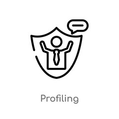 outline profiling vector icon. isolated black simple line element illustration from gdpr concept. editable vector stroke profiling icon on white background