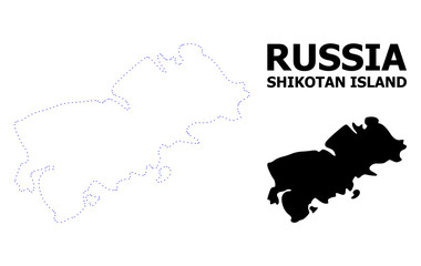 Vector Contour Dotted Map of Shikotan Island with Name