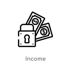 outline income vector icon. isolated black simple line element illustration from gdpr concept. editable vector stroke income icon on white background