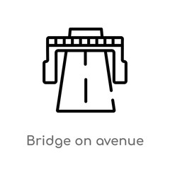 outline bridge on avenue perspective vector icon. isolated black simple line element illustration from general concept. editable vector stroke bridge on avenue perspective icon on white background