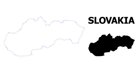 Vector Contour Dotted Map of Slovakia with Caption
