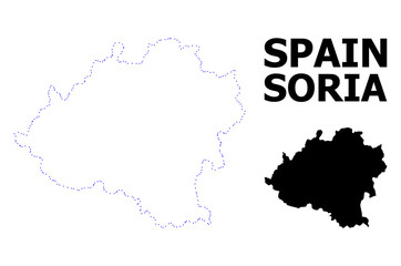 Vector Contour Dotted Map of Soria Province with Name