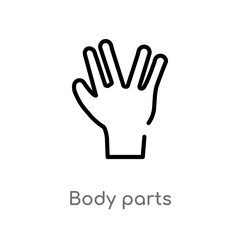 Fototapeta premium outline body parts vector icon. isolated black simple line element illustration from gestures concept. editable vector stroke body parts icon on white background