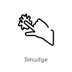 outline smudge vector icon. isolated black simple line element illustration from gestures concept. editable vector stroke smudge icon on white background