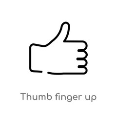 outline thumb finger up vector icon. isolated black simple line element illustration from gestures concept. editable vector stroke thumb finger up icon on white background