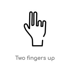 outline two fingers up vector icon. isolated black simple line element illustration from gestures concept. editable vector stroke two fingers up icon on white background