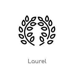 outline laurel vector icon. isolated black simple line element illustration from greece concept. editable vector stroke laurel icon on white background