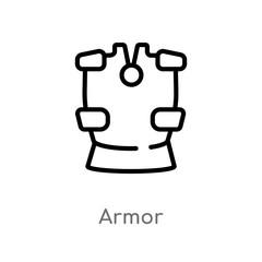 outline armor vector icon. isolated black simple line element illustration from greece concept. editable vector stroke armor icon on white background