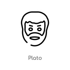outline plato vector icon. isolated black simple line element illustration from greece concept. editable vector stroke plato icon on white background