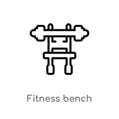 outline fitness bench vector icon. isolated black simple line element illustration from gym equipment concept. editable vector stroke fitness bench icon on white background