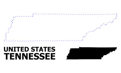 Vector Contour Dotted Map of Tennessee State with Caption