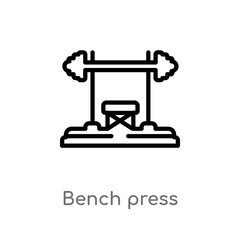 outline bench press vector icon. isolated black simple line element illustration from gym equipment concept. editable vector stroke bench press icon on white background