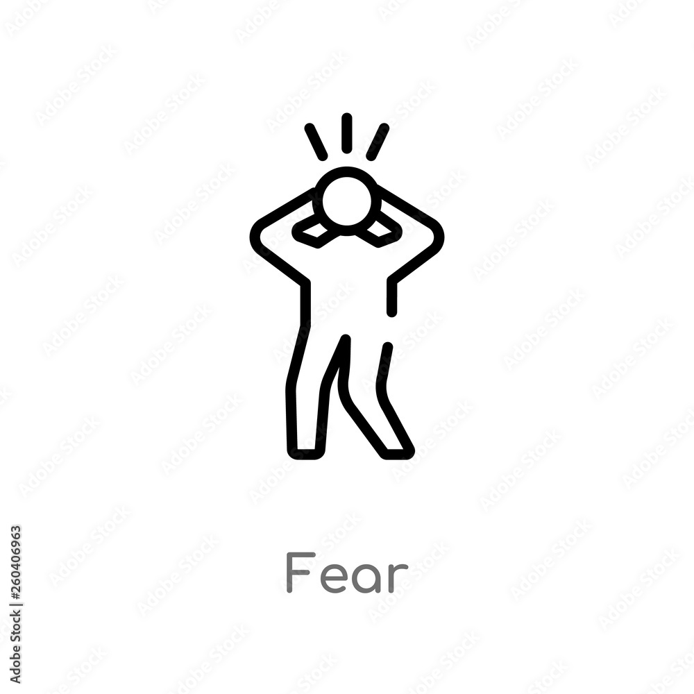 Wall mural outline fear vector icon. isolated black simple line element illustration from halloween concept. ed