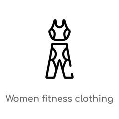 outline women fitness clothing vector icon. isolated black simple line element illustration from gym and fitness concept. editable vector stroke women fitness clothing icon on white background