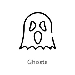 outline ghosts vector icon. isolated black simple line element illustration from halloween concept. editable vector stroke ghosts icon on white background