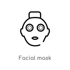 outline facial mask vector icon. isolated black simple line element illustration from halloween concept. editable vector stroke facial mask icon on white background