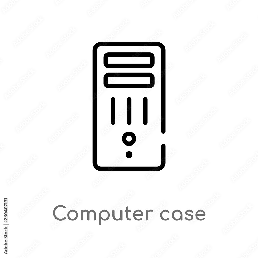 Poster outline computer case vector icon. isolated black simple line element illustration from hardware con