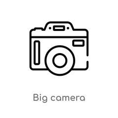 outline big camera vector icon. isolated black simple line element illustration from hardware concept. editable vector stroke big camera icon on white background