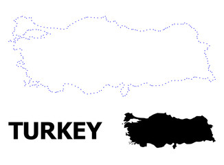 Vector Contour Dotted Map of Turkey with Caption