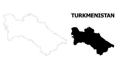 Vector Contour Dotted Map of Turkmenistan with Caption