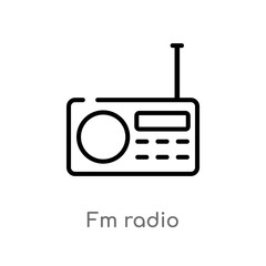 outline fm radio vector icon. isolated black simple line element illustration from hardware concept. editable vector stroke fm radio icon on white background