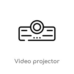 outline video projector vector icon. isolated black simple line element illustration from hardware concept. editable vector stroke video projector icon on white background