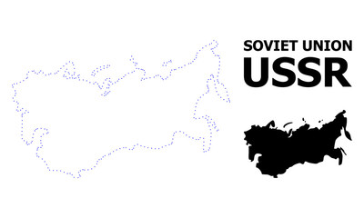 Vector Contour Dotted Map of USSR with Caption