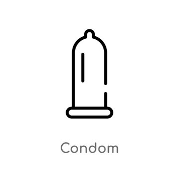 outline condom vector icon. isolated black simple line element illustration from health and medical concept. editable vector stroke condom icon on white background