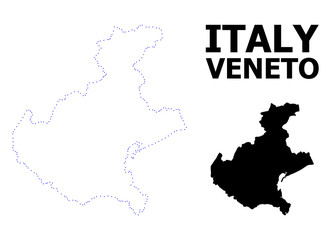 Vector Contour Dotted Map of Veneto Region with Caption