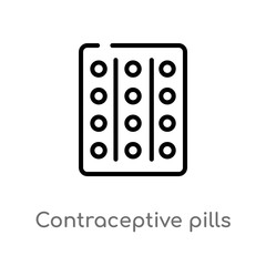 Fototapeta na wymiar outline contraceptive pills vector icon. isolated black simple line element illustration from health and medical concept. editable vector stroke contraceptive pills icon on white background