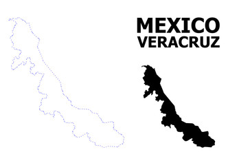 Vector Contour Dotted Map of Veracruz State with Caption