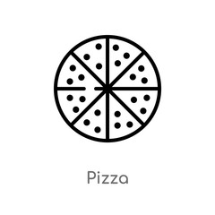 outline pizza vector icon. isolated black simple line element illustration from health concept. editable vector stroke pizza icon on white background