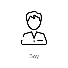 outline boy vector icon. isolated black simple line element illustration from health concept. editable vector stroke boy icon on white background