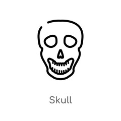 outline skull vector icon. isolated black simple line element illustration from history concept. editable vector stroke skull icon on white background